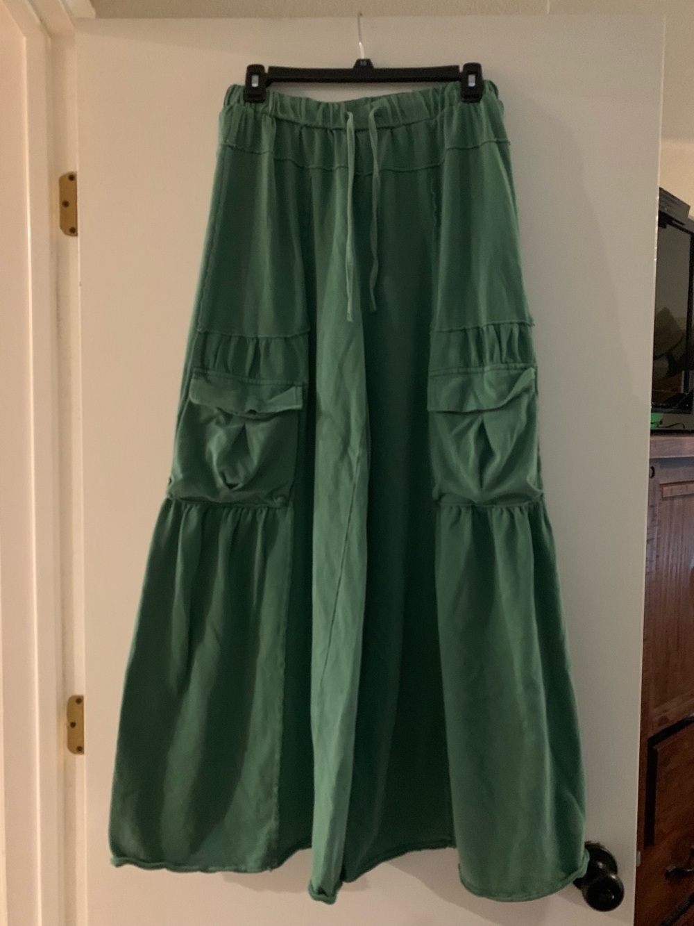 SHEIN dark green  mineral washed wide leg pants with drawstring NWOT